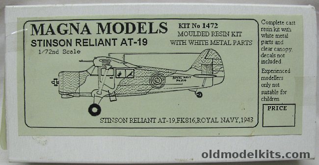 Magna Models 1/72 Stinson Reliant AT-19, 1472 plastic model kit